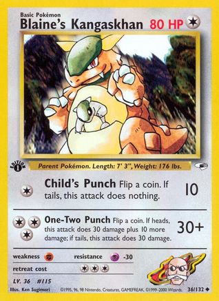 Blaine's Kangaskhan (36/132) - Gym Heroes 1st Edition