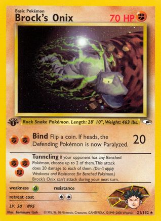 Brock's Onix (21/132) - Gym Heroes 1st Edition