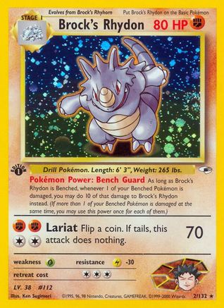 Brock's Rhydon (2/132) - Gym Heroes Unlimited Holofoil
