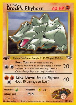 Brock's Rhyhorn (22/132) - Gym Heroes 1st Edition
