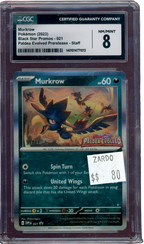 CGC 8 MURKROW STAFF PALDEA EVOLVED PRERELEASE