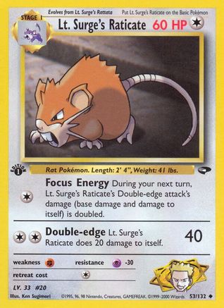 Lt. Surge's Raticate (53/132) - Gym Challenge 1st Edition