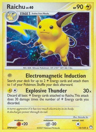 Raichu (15/123) - Mysterious Treasures Reverse Holofoil