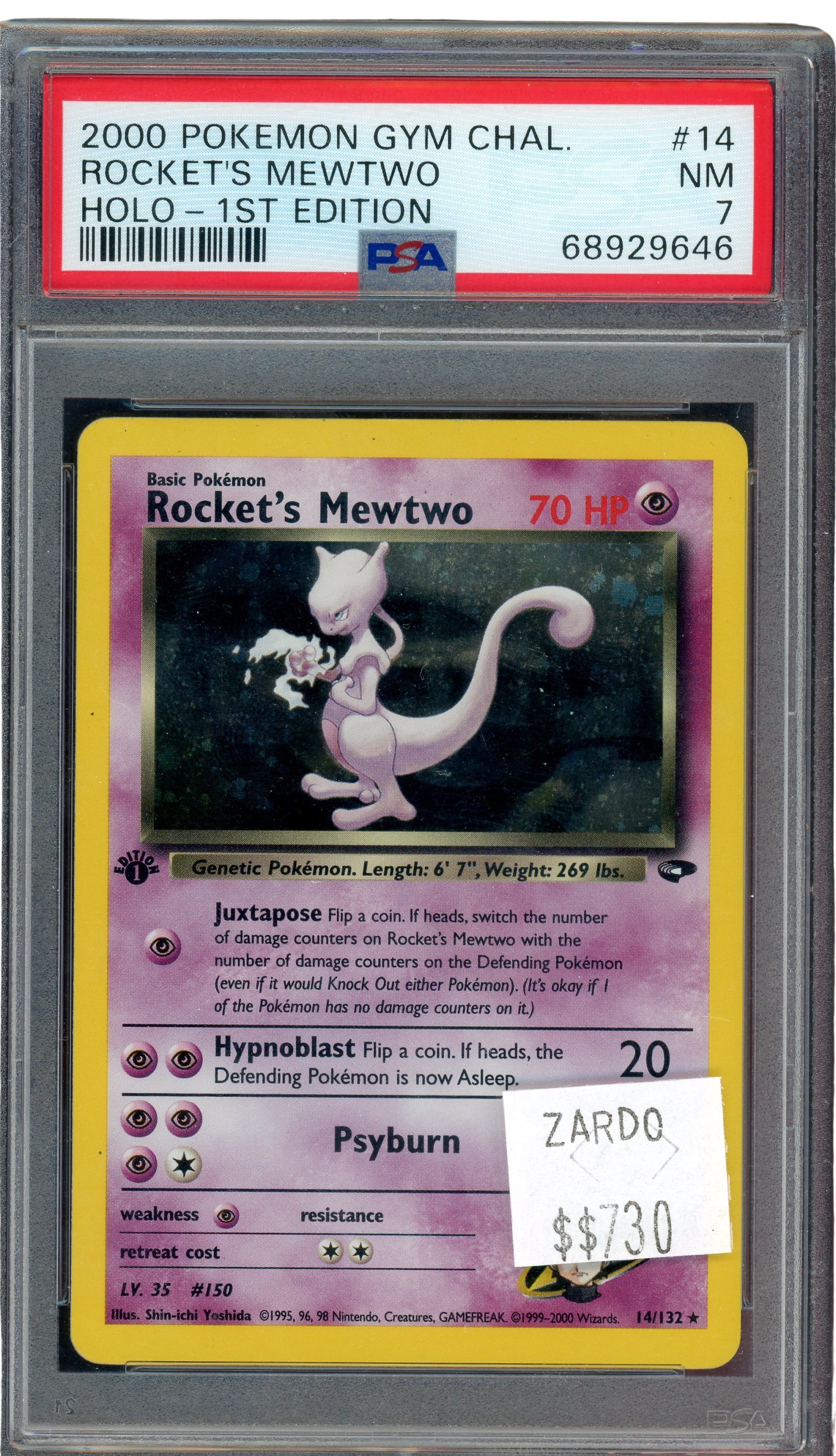 PSA 7 Rocket Mewtwo 1st Ed -Gym Challenge 