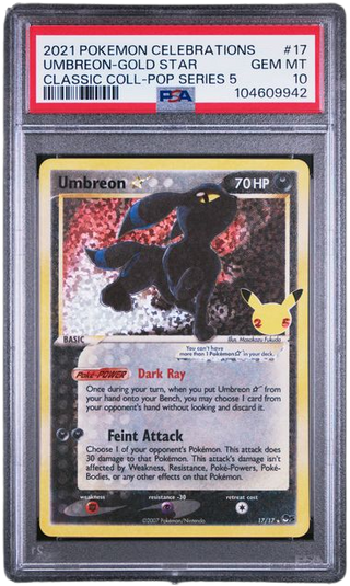 PSA 10 UMBREON GOLD STAR POP SERIES 5 CELEBRATIONS