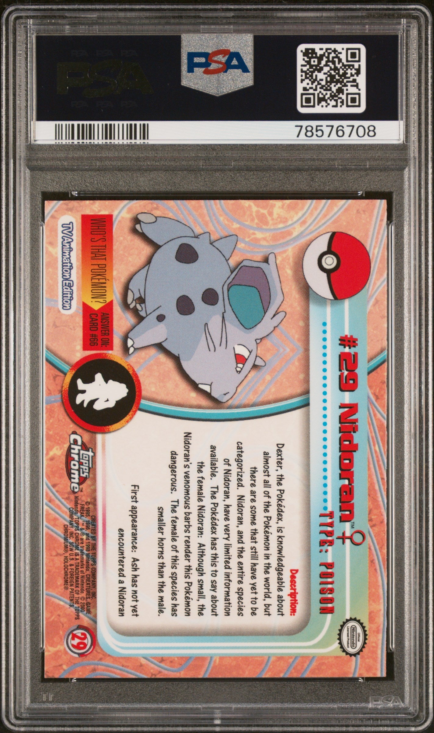 PSA 9 NIDORAN POKEMON T.V.