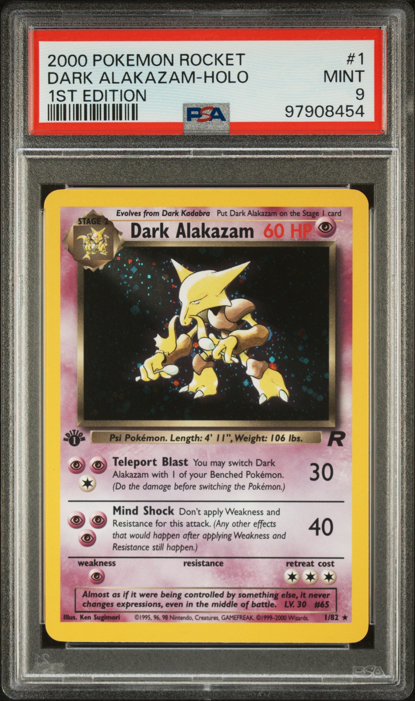 PSA 9 DARK ALAKAZAM-HOLO 1ST EDITION