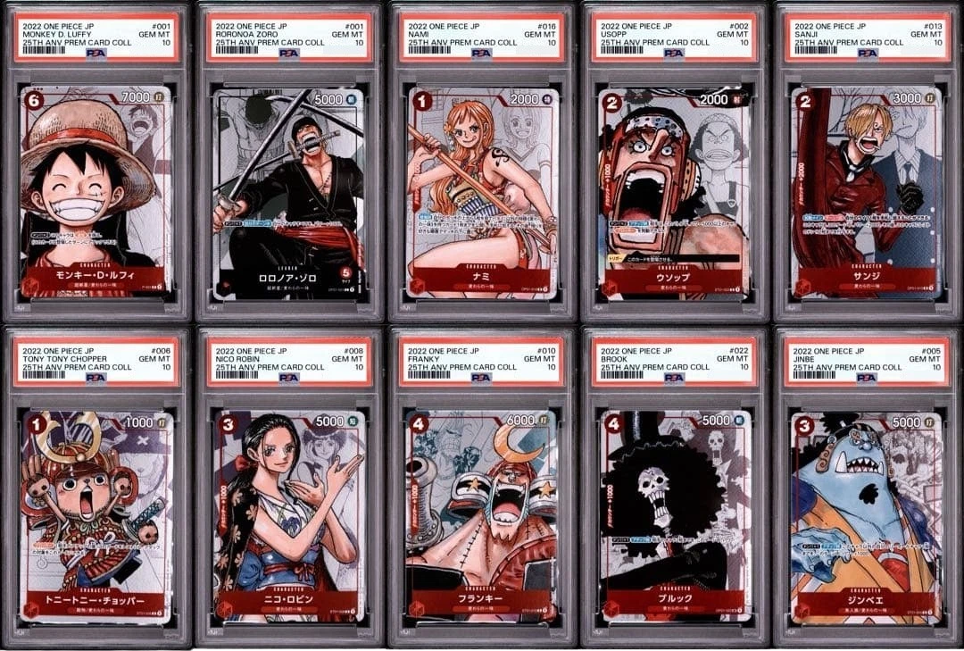 PSA 10 One Piece 25th Anniversary Premium Card Collection Complete 10 Card Set