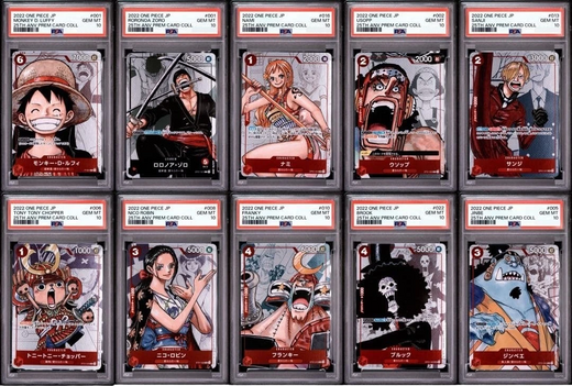 PSA 10 One Piece 25th Anniversary Premium Card Collection Complete 10 Card Set