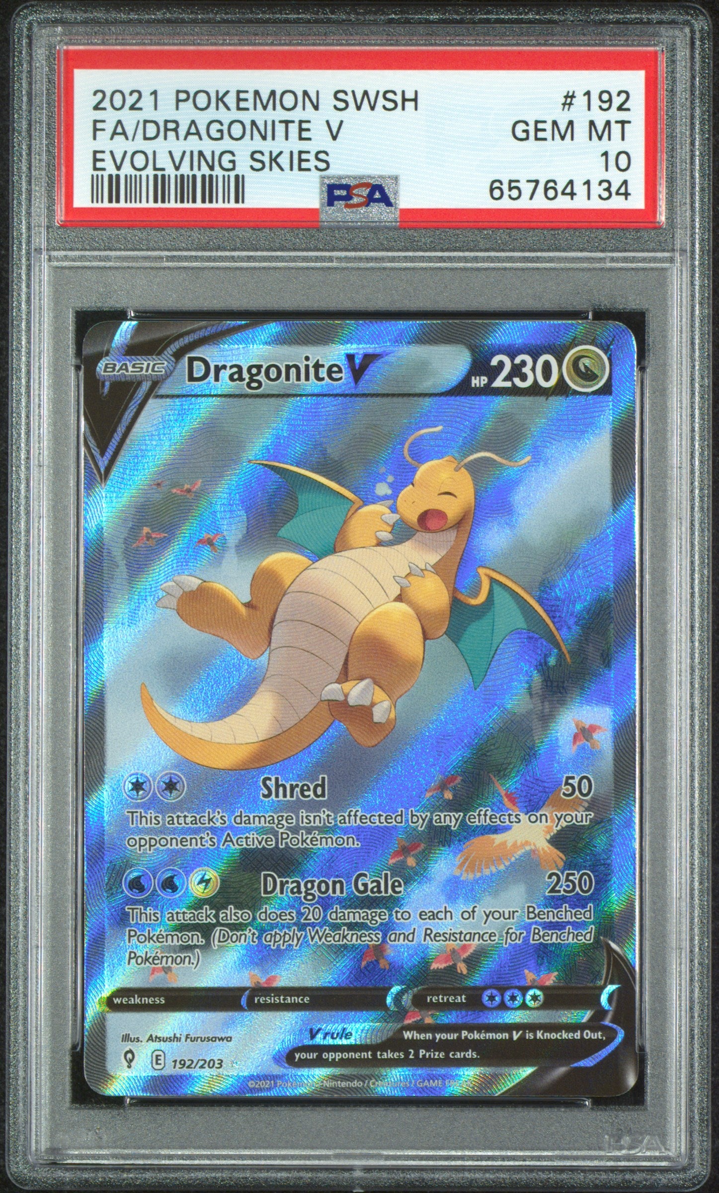 PSA 10 FA/DRAGONITE V EVOLVING SKIES