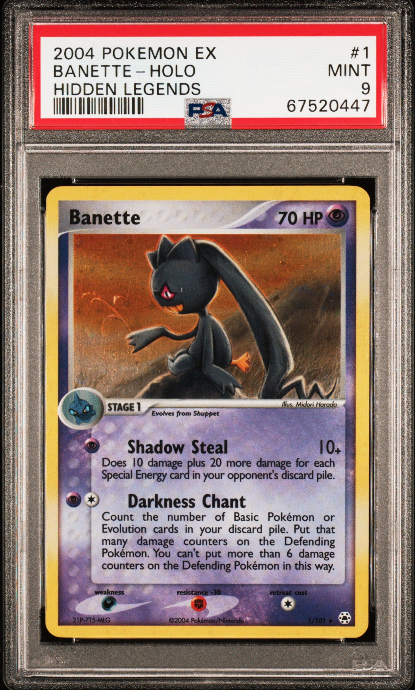 PSA 9 BANETTE-HOLO HIDDEN LEGENDS