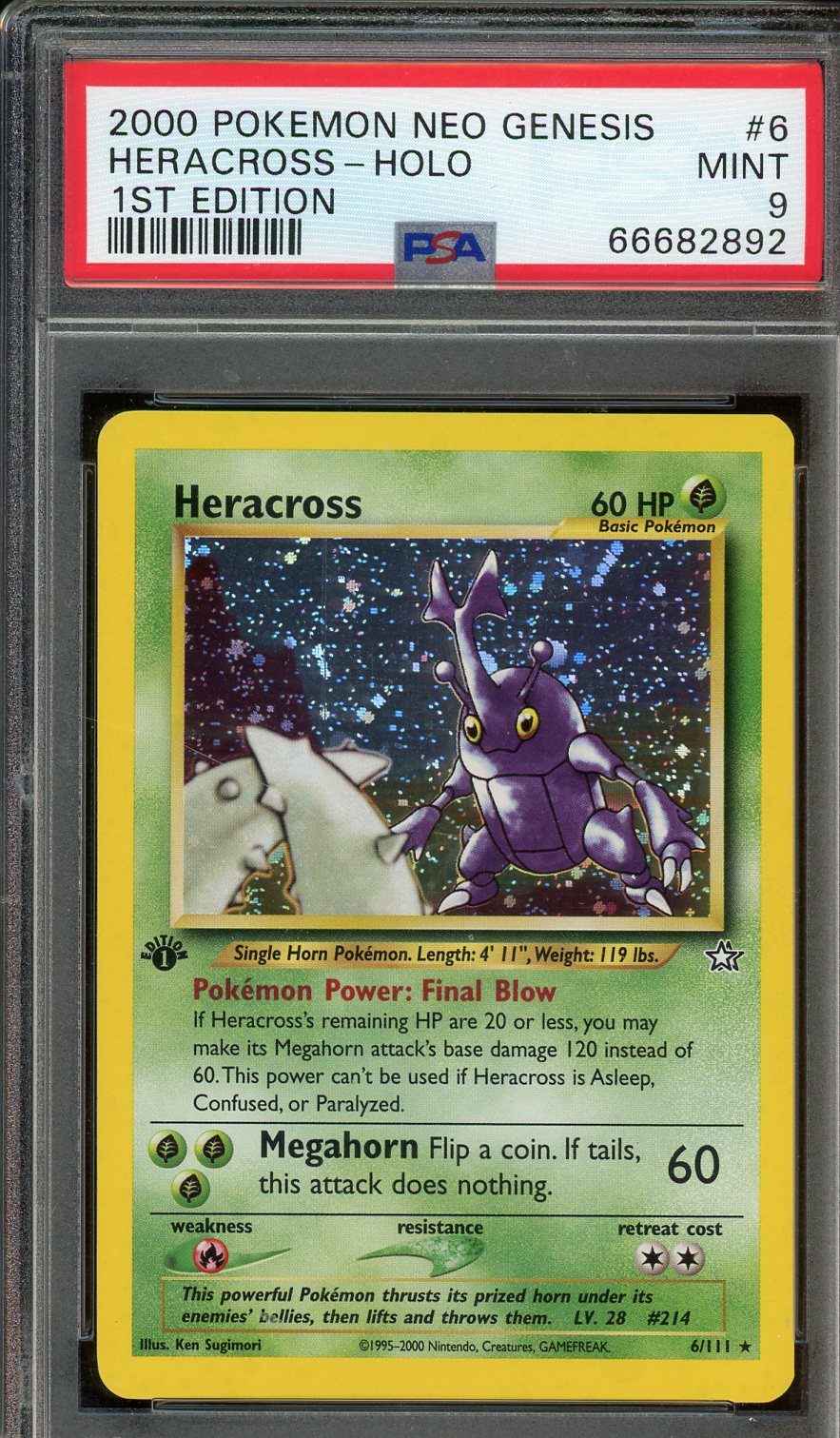 PSA 10 HERACROSS HOLO NEO GENESIS 1ST ED