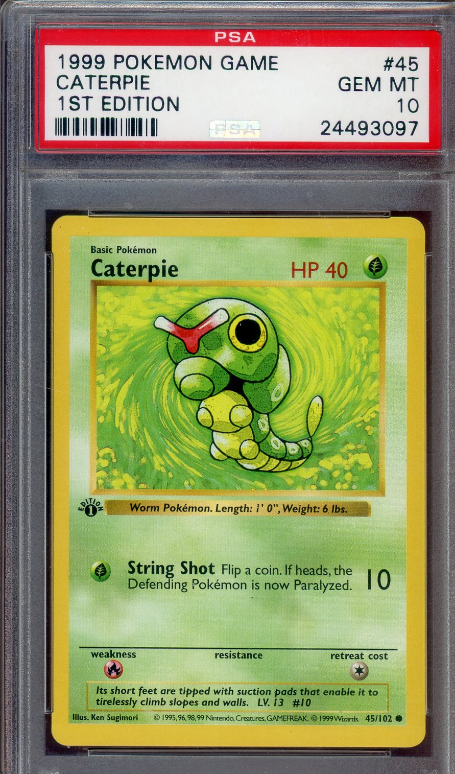 PSA 10 CATERPIE BASE SET 1ST ED