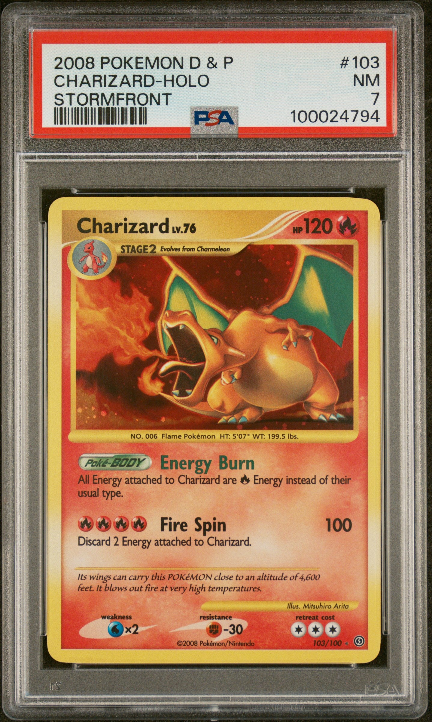 PSA 7 CHARIZARD-HOLO STORMFRONT