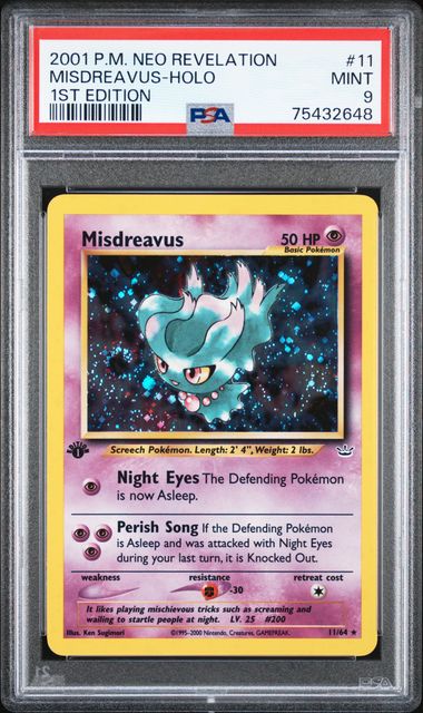 PSA 9 MISDREAVUS HOLO NEO REVELATION 1ST EDITION
