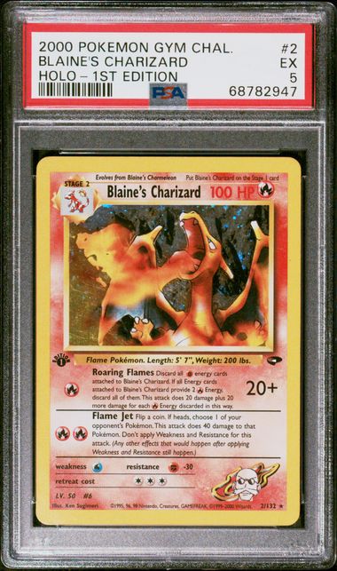 PSA 5 BLAINE'S CHARIZARD HOLO-1ST EDITION - GYM CHALLENGE