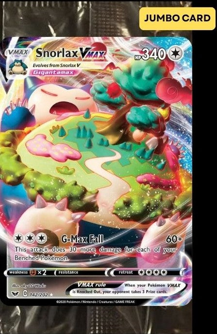 Carte Jumbo Snorlax Vmax 142/202 Épée et Bouclier [Scellée]