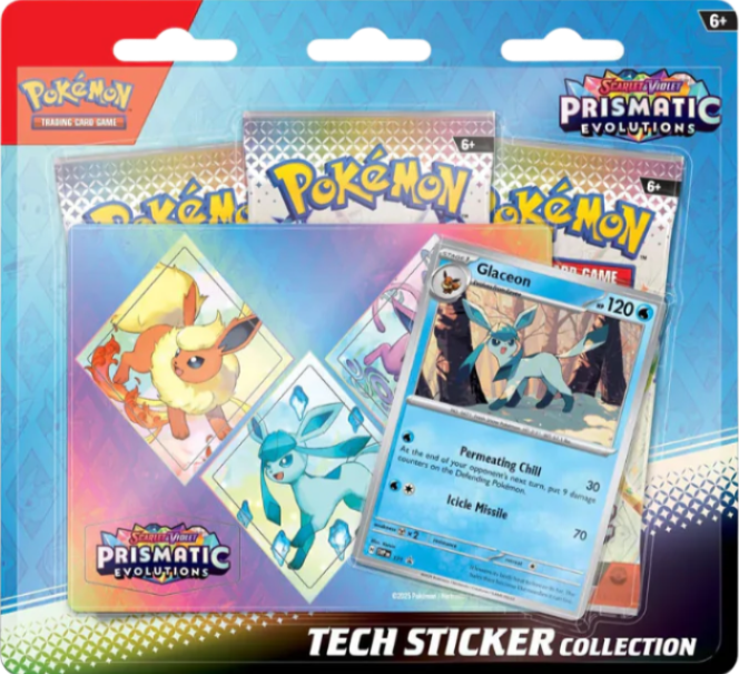 Prismatic Evolutions Tech Sticker Blister w/ Glaceon Promo