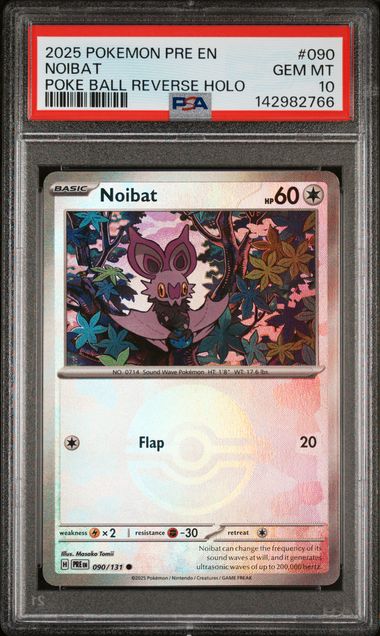 PSA 10 2025 POKEMON PRE EN-PRISMATIC EVOLUTIONS #090 NOIBAT POKE BALL REVERSE HOLO *POP 11*
