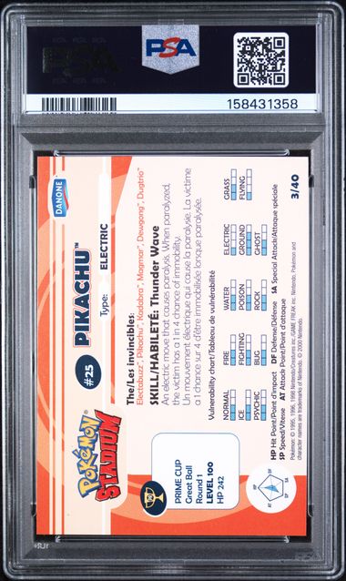 PSA 8 PIKACHU DANONE STADIUM TIP
