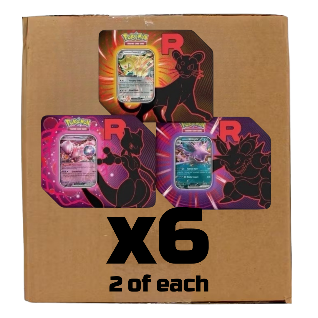 Sealed Case Destined Rivals Team Rocket Tins