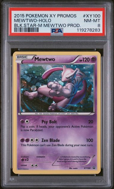 PSA 8 MEWTWO-HOLO BLK.STAR-M MEWTWO PROD.