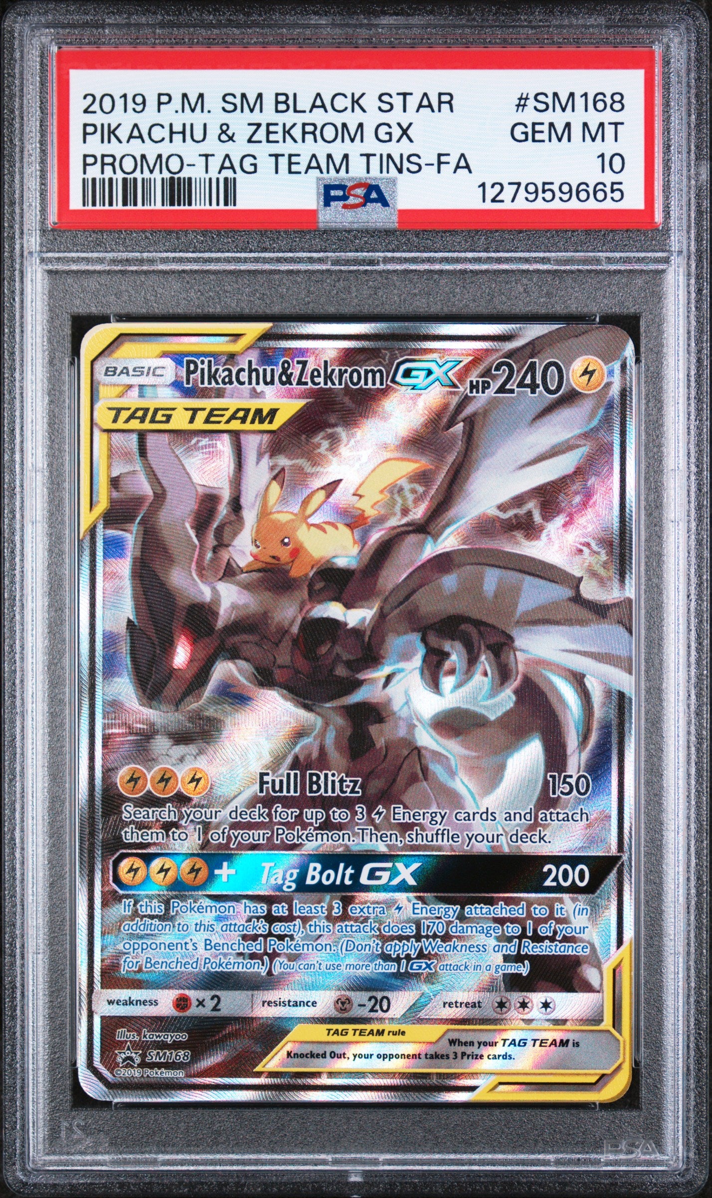 PSA 10 PIKACHU & ZEKROM GX PROMO
