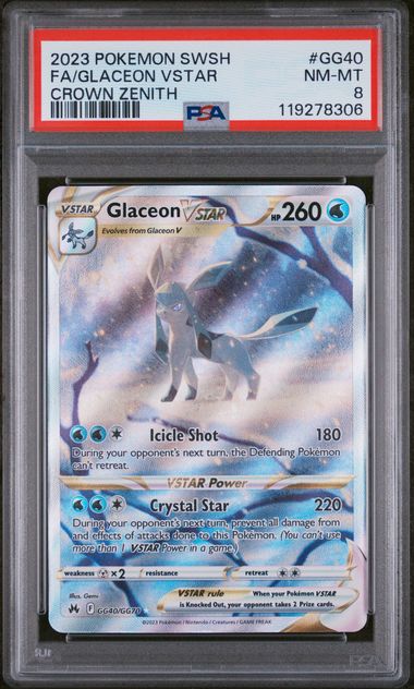 PSA 8 FA/GLACEON VSTAR CROWN ZENITH