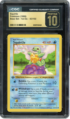CGC PRISTINE 10 SQUIRTLE BASE SET 1ST ED