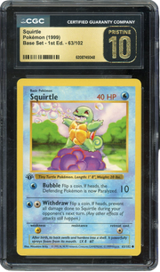 CGC PRISTINE 10 SQUIRTLE BASE SET 1ST ED