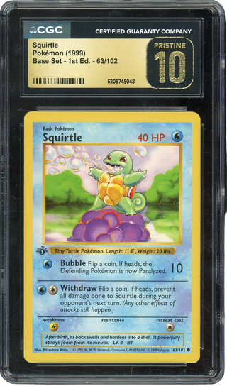 CGC PRISTINE 10 SQUIRTLE BASE SET 1ST ED