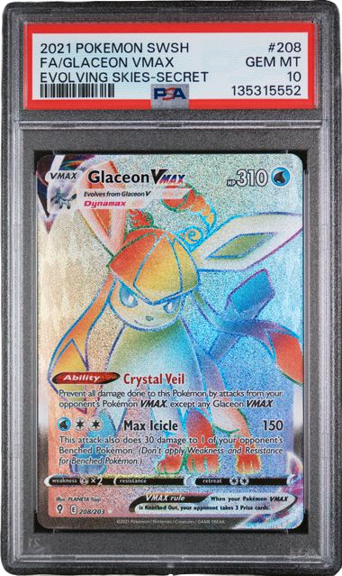 PSA 10 GLACEON VMAX EVOLVING SKIES SECRET 
