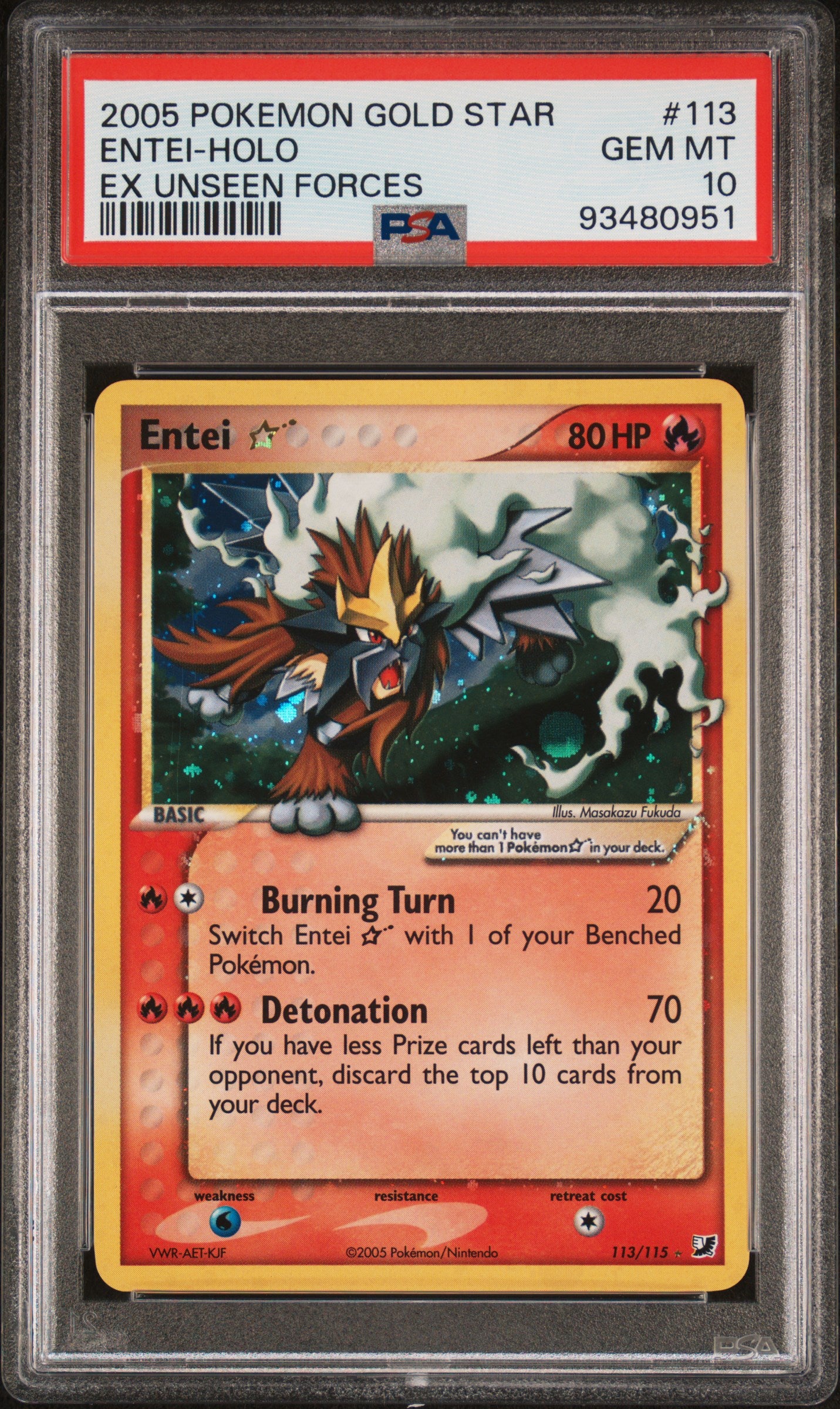 PSA 10 ENTEI-HOLO EX UNSEEN FORCES