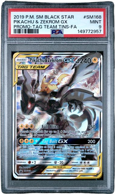 PSA 9 PIKACHU & ZEKROM GX SM BLACK STAR PROMO