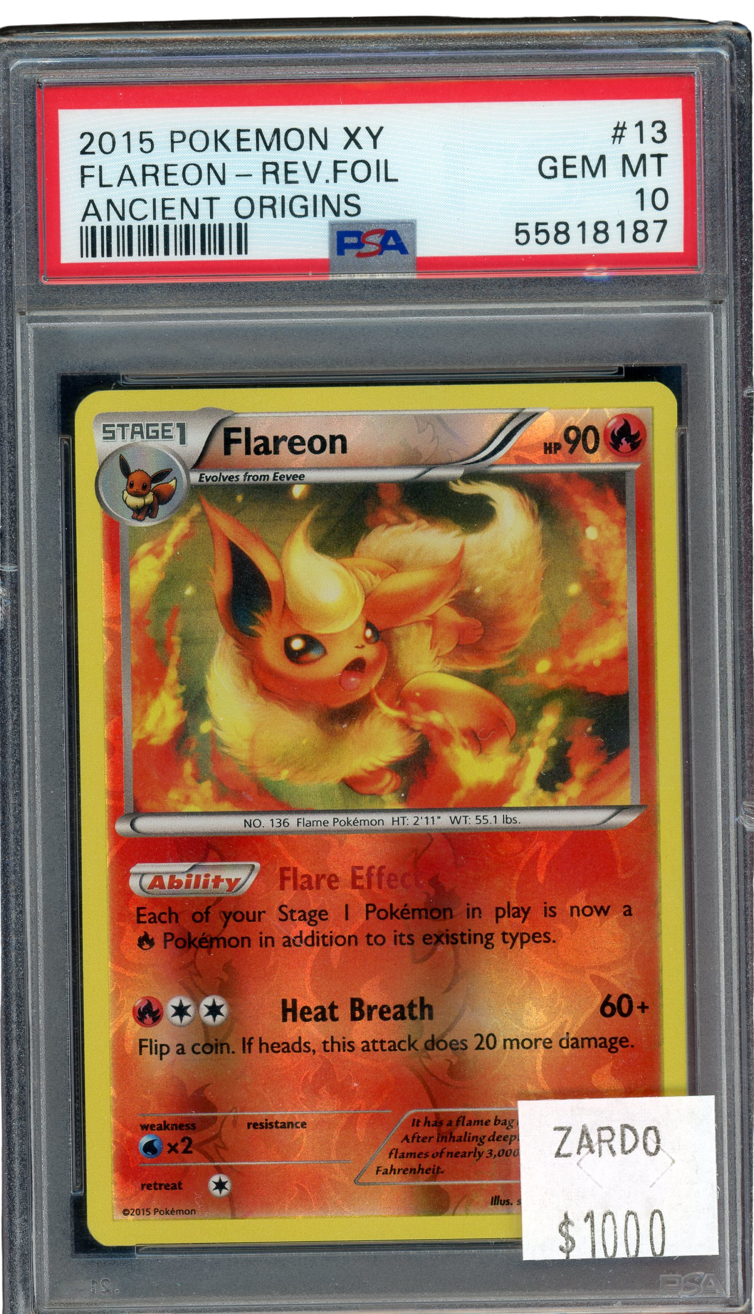 PSA 10 Flareon Reverse Holo -Ancient Origins