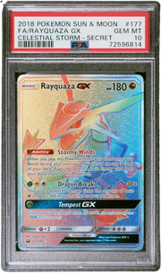 PSA 10 FA/RAYQUAZA GX CELESTIAL STORM GX SECRET