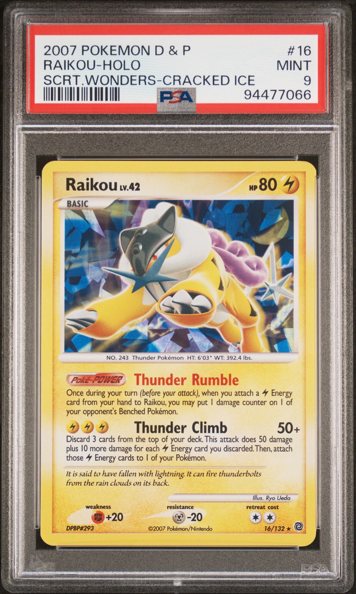 PSA 9Raikou #16/132 Secret Wonders