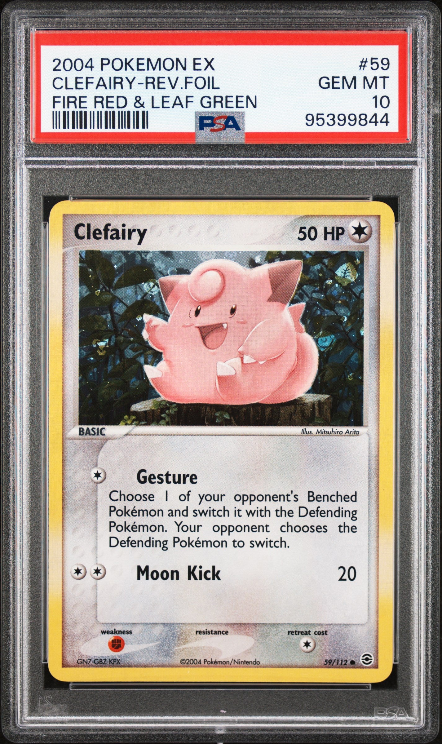 PSA 10 CLEFAIRY-REV.FOIL FIRE RED & LEAF GREEN