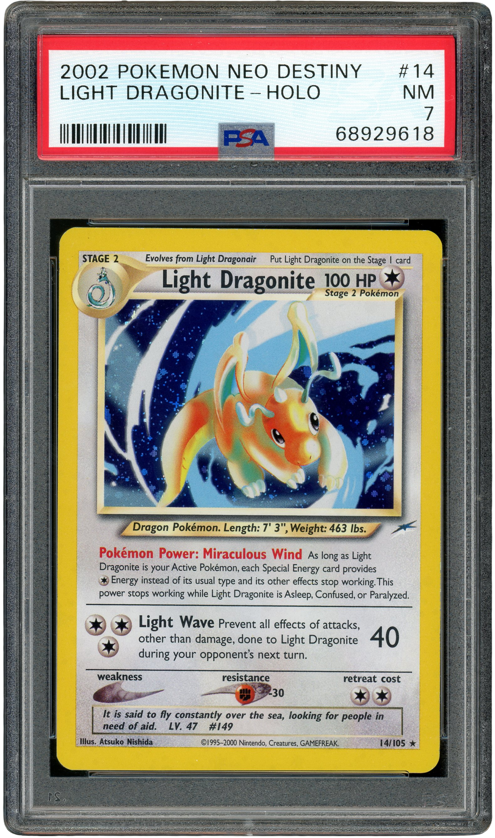 PSA 7 LIGHT DRAGONITE - HOLO POKEMON NEO DESTINY