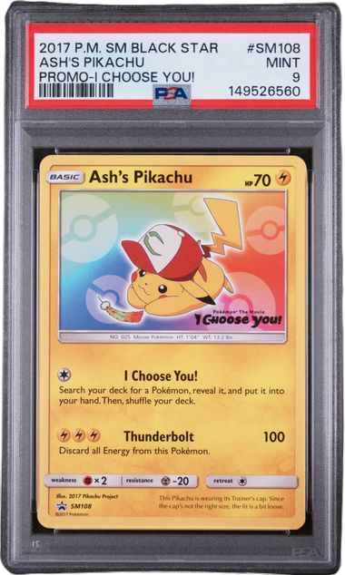 PSA 9 ASH'S PIKACHU BLACK STAR PROMO I CHOOSE YOU