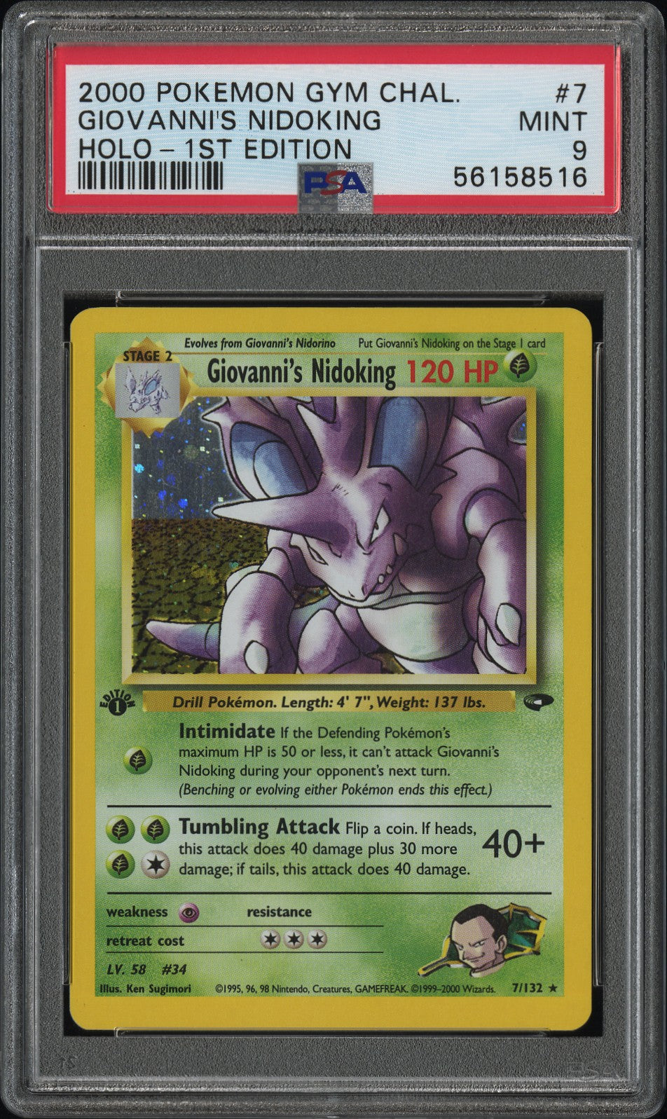 PSA 9 GIOVANNI'S NIDOKING HOLO-1ST EDITION