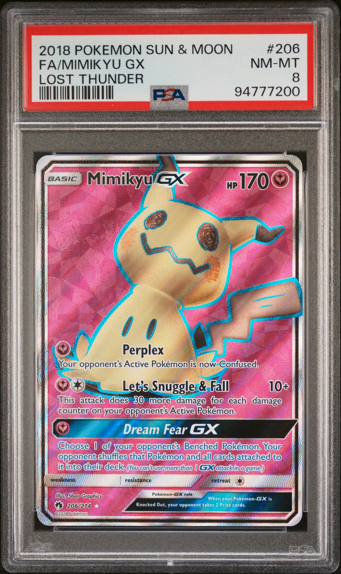 PSA 8 FA/MIMIKYU GX LOST THUNDER