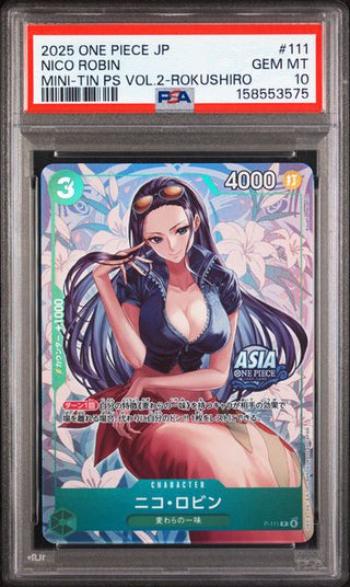 PSA 10 JAPANESE NICO ROBIN MINI-TIN PS VOL.2-ROKUSHIRO