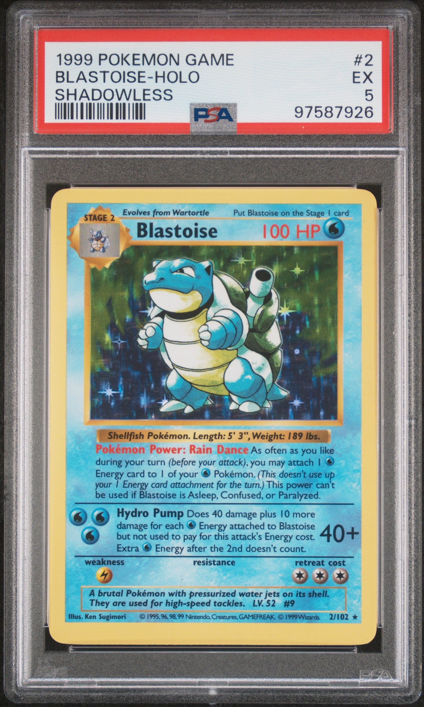 PSA 5 BLASTOISE-HOLO SHADOWLESS