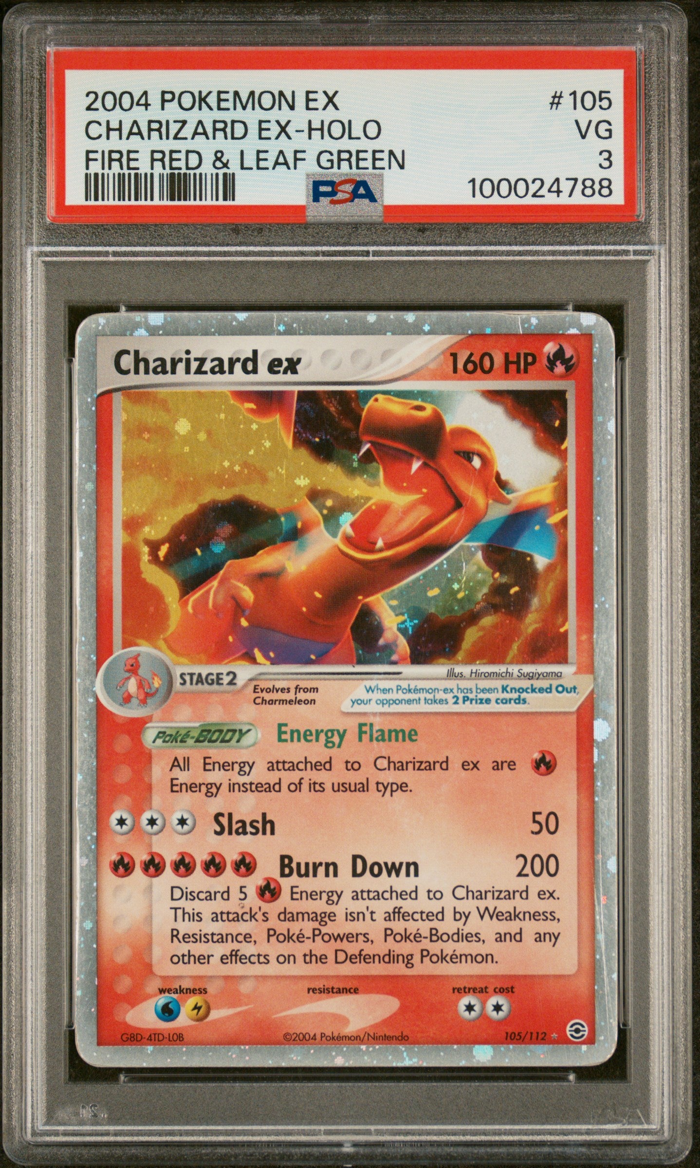 PSA 3 CHARIZARD EX-HOLO FIRE RED & LEAF GREEN