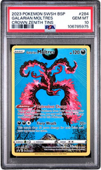 PSA 10 GALARIAN MOLTRES PROMO CROWN ZENITH TINS