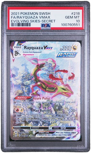 PSA 10 RAYQUAZA VMAX EVOLVING SKIES SECRET