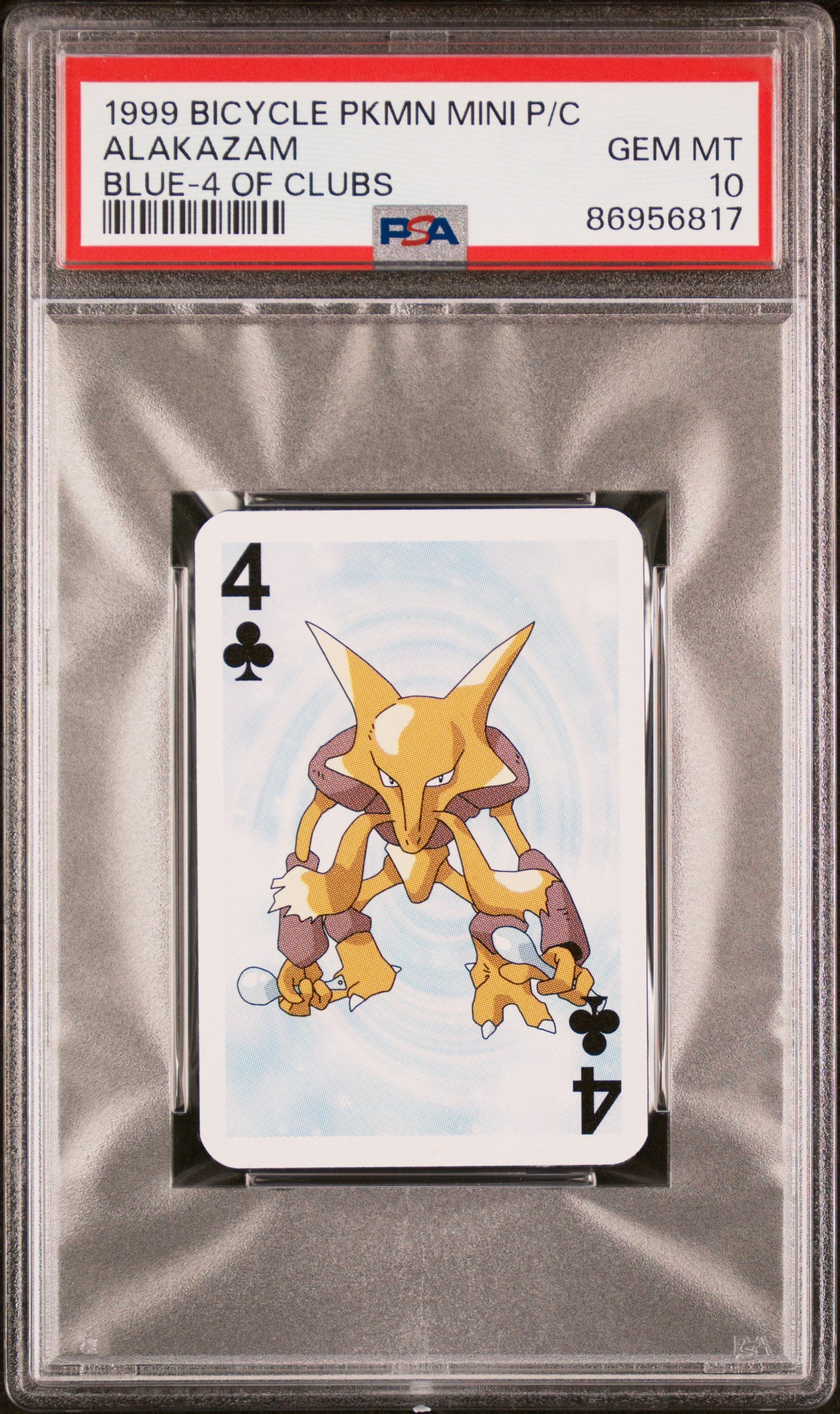 PSA 10 ALAKAZAM BLUE-4 OF CLUBS