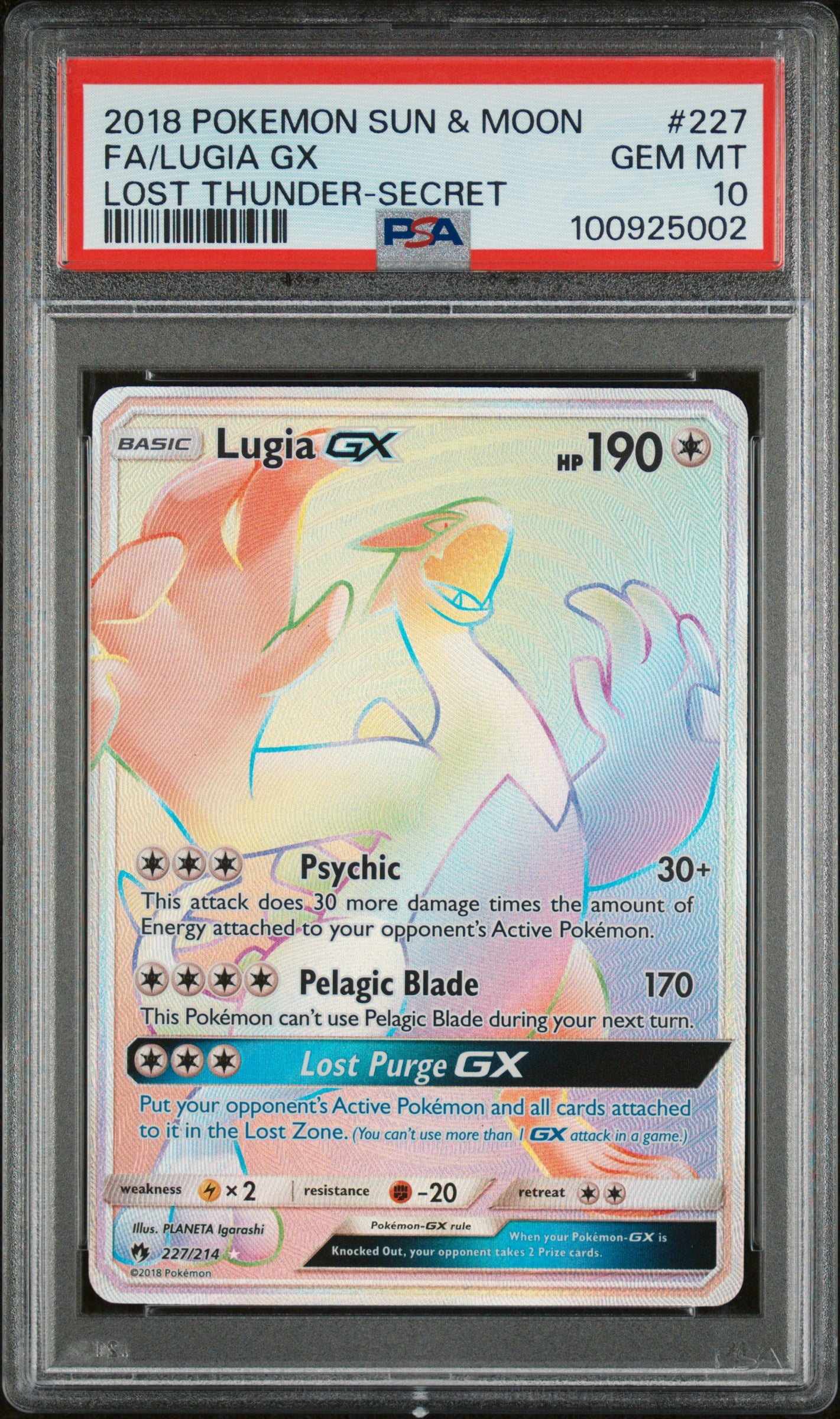 PSA 10 FA/LUGIA GX LOST THUNDER-SECRET