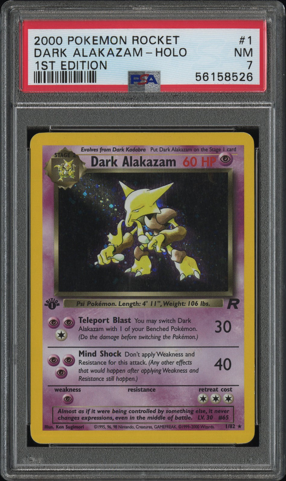 PSA 7 DARK ALAKAZAM-HOLO 1ST EDITION